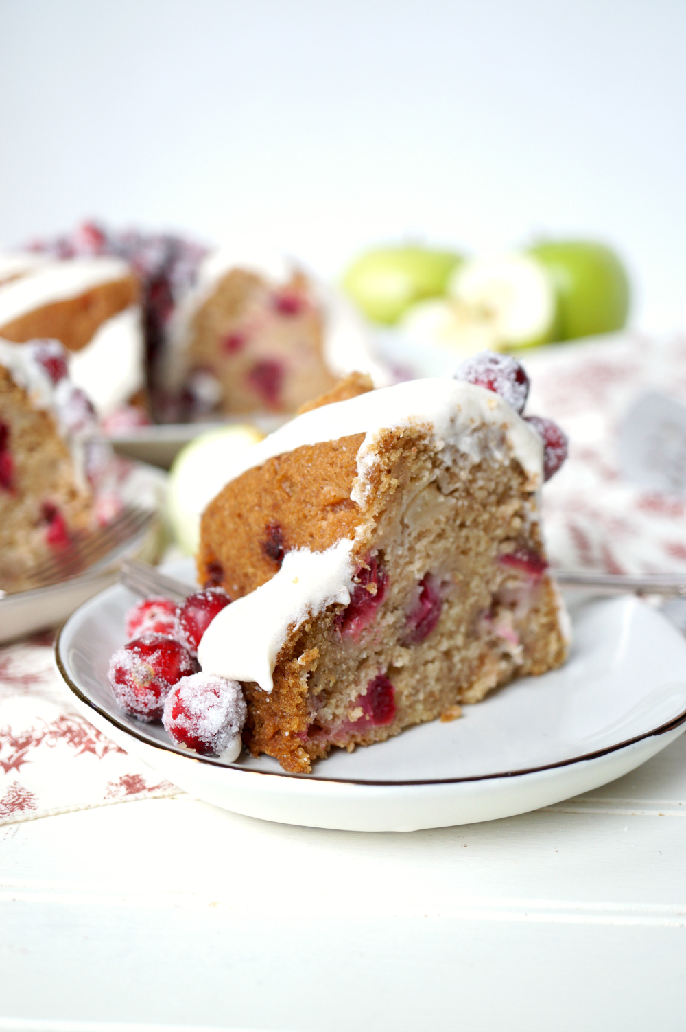 vegan cranberry apple bundt cake with cream cheese frosting | The Baking Fairy