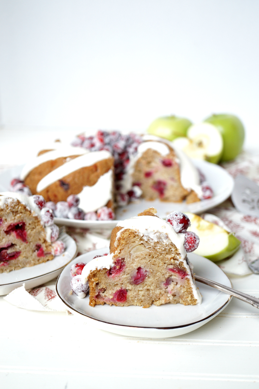 vegan cranberry apple bundt cake with cream cheese frosting | The Baking Fairy