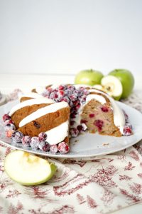 vegan cranberry apple bundt cake with cream cheese frosting | The Baking Fairy