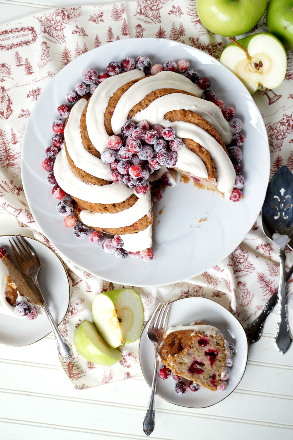 vegan cranberry apple bundt cake with cream cheese frosting | The Baking Fairy