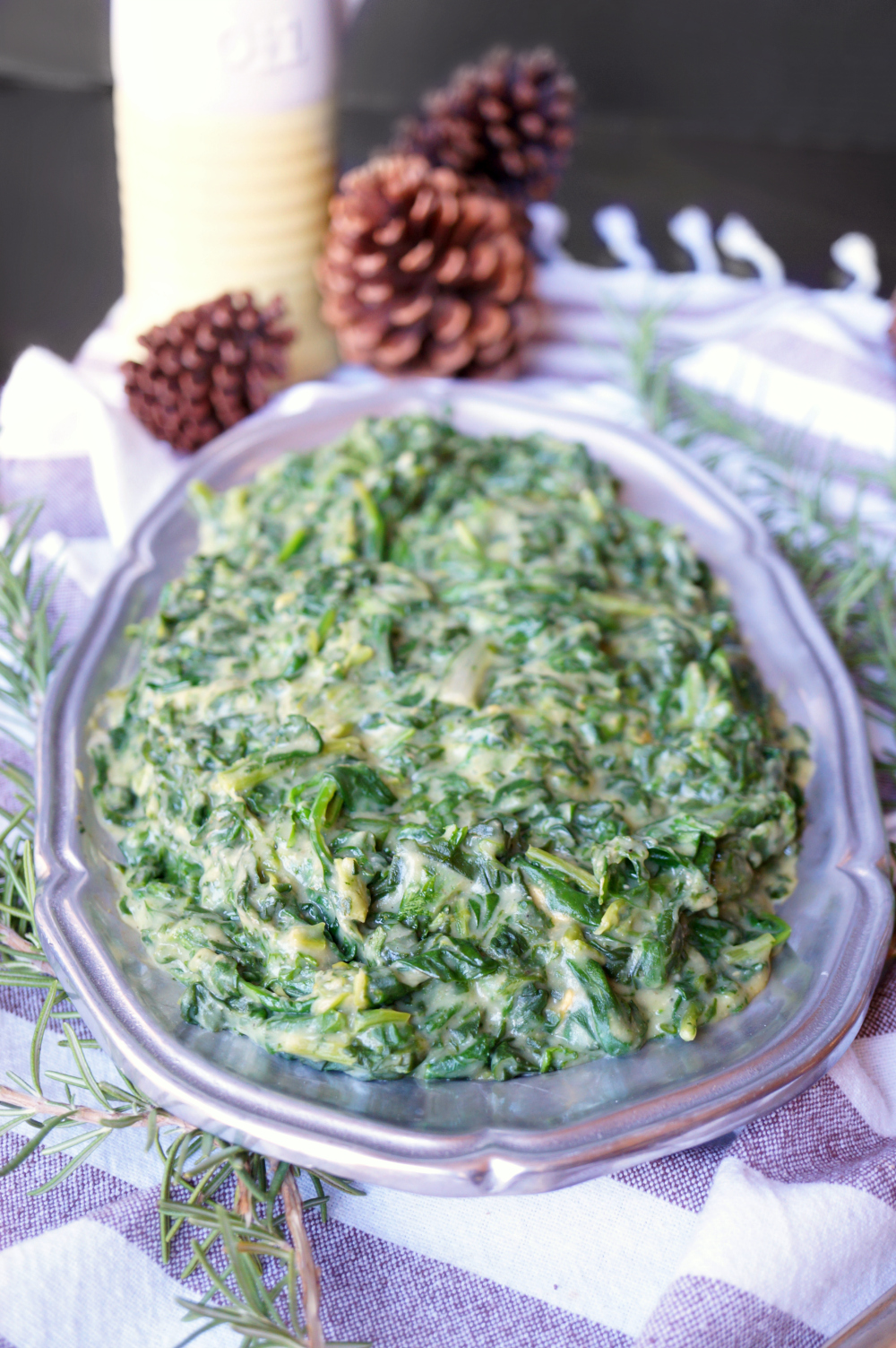 vegan creamed greens {spinach, kale, and chard} | The Baking Fairy #HolidaySideDishes