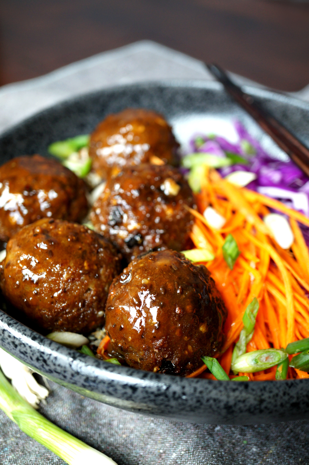 vegan japanese eggplant no-meatballs | The Baking Fairy