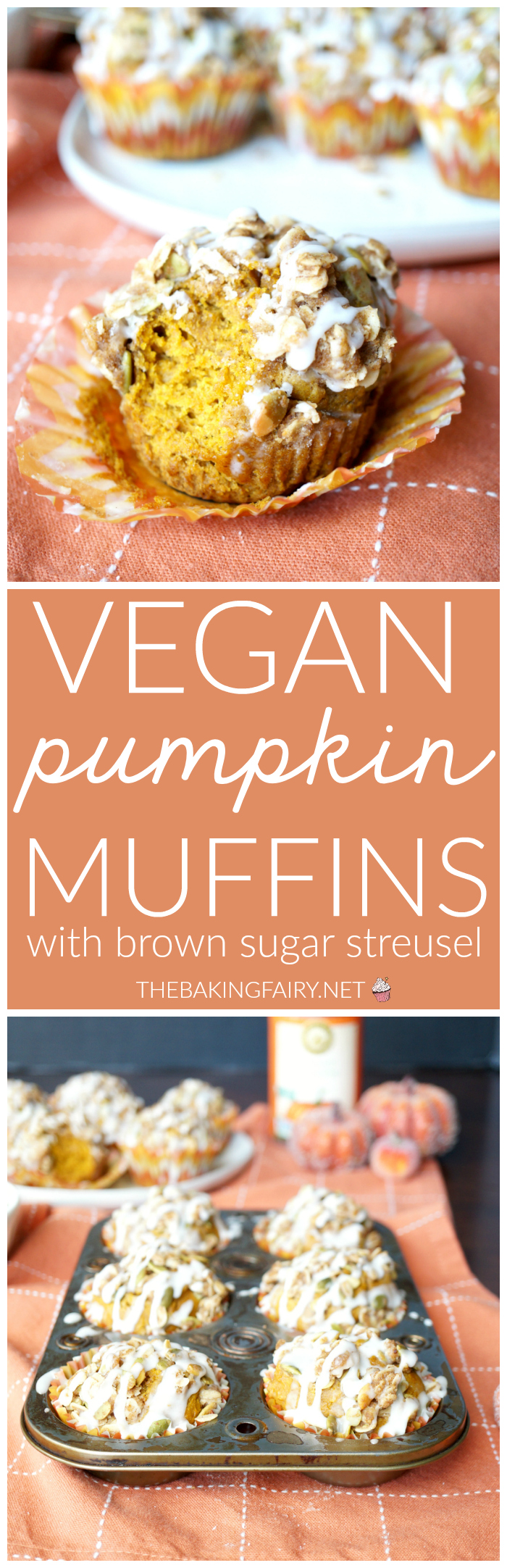 vegan pumpkin muffins with brown sugar streusel | The Baking Fairy