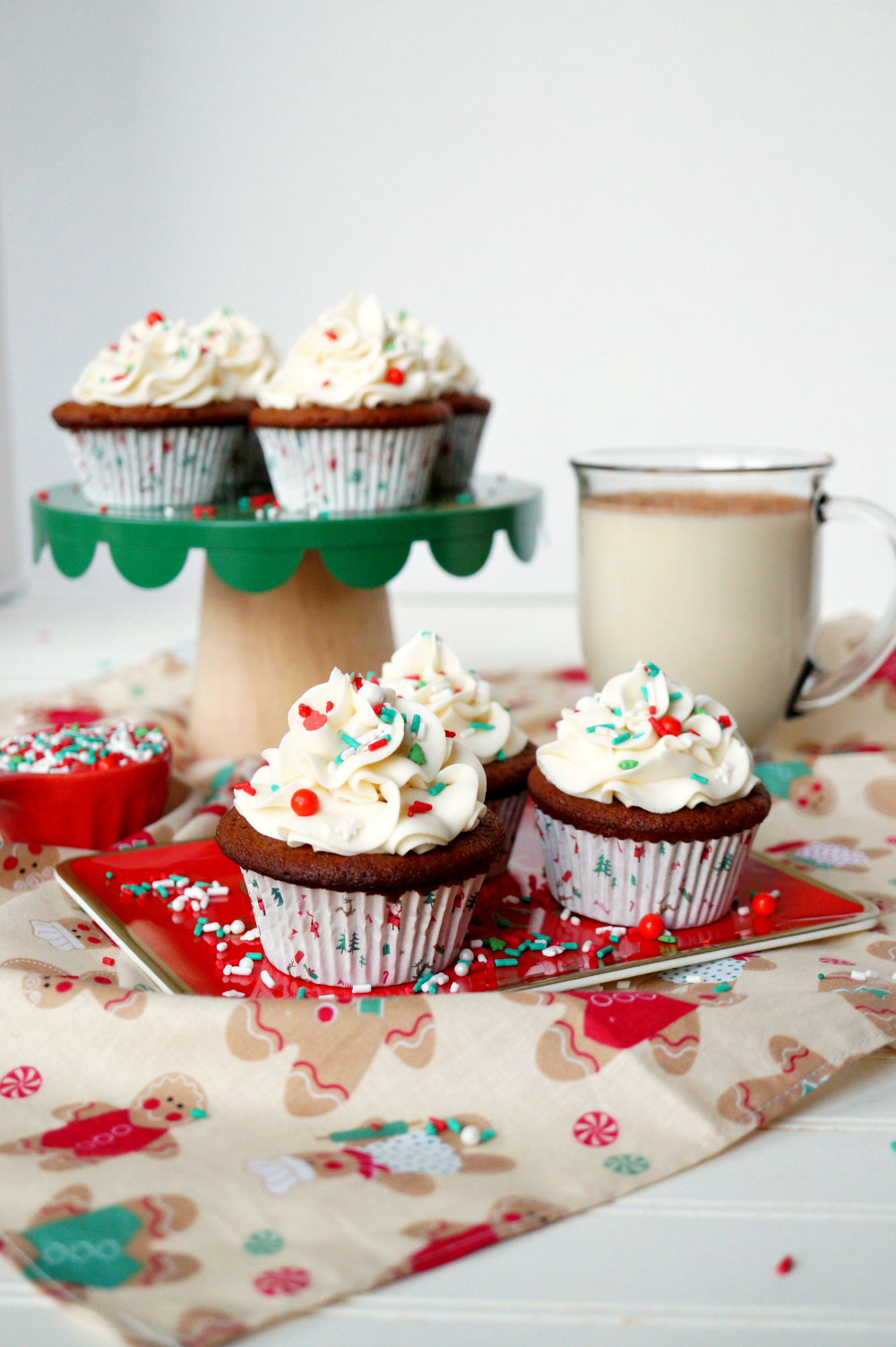 vegan gingerbread cupcakes with eggnog frosting | The Baking Fairy #ChristmasSweetsWeek #ad