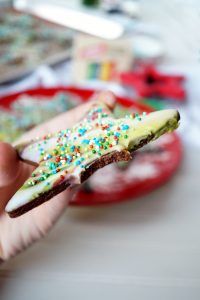 spiced chocolate cutout cookies with marble glaze | The Baking Fairy #ChristmasCookiesWeek