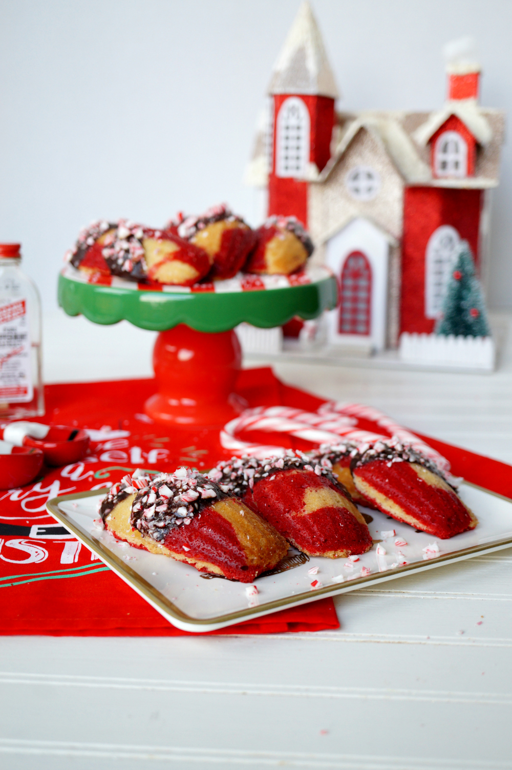 vegan peppermint bark madeleines #ChristmasCookiesWeek | The Baking Fairy
