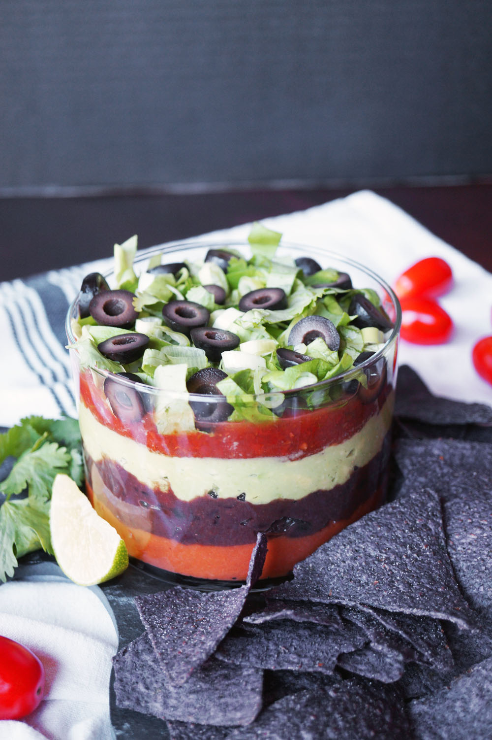 vegan black bean seven layer dip - The Baking Fairy