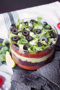 vegan black bean seven layer dip | The Baking Fairy