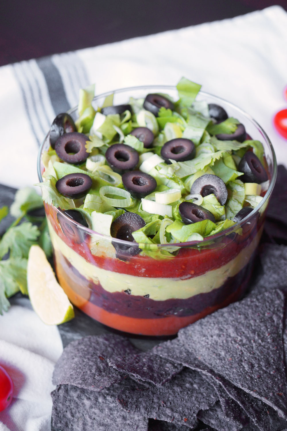 vegan black bean seven layer dip | The Baking Fairy