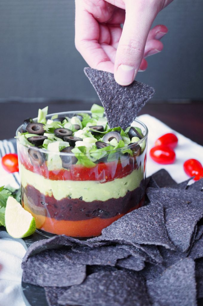 vegan black bean seven layer dip | The Baking Fairy