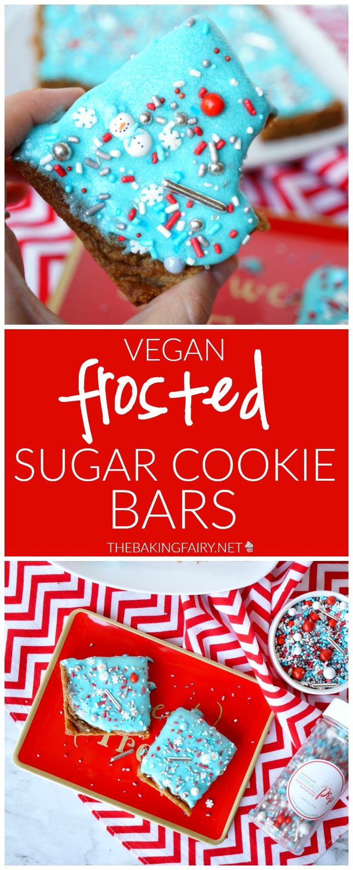 vegan frosted sugar cookie bars #ChristmasCookiesWeek | The Baking Fairy