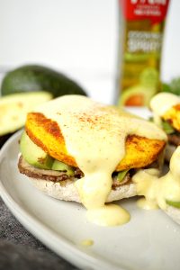 vegan avocado & mushroom eggs benedict | The Baking Fairy #PAMAvocadoPump #ad