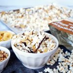 banana, hazelnut, and dark chocolate popcorn snack mix | The Baking Fairy #NewYearLessEvil #ad