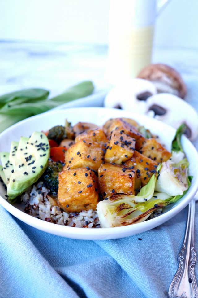 teriyaki tofu quinoa bowls The Baking Fairy