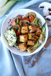 teriyaki tofu quinoa bowls | The Baking Fairy