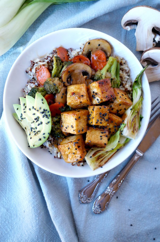 teriyaki tofu quinoa bowls The Baking Fairy