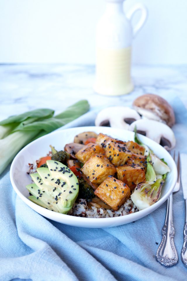 teriyaki tofu quinoa bowls The Baking Fairy