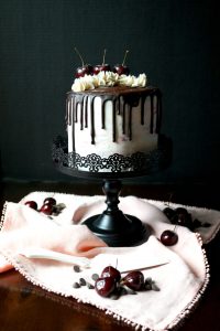 vegan dark chocolate cherry layer cake | The Baking Fairy
