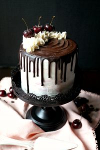 vegan dark chocolate cherry layer cake | The Baking Fairy