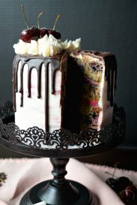 vegan dark chocolate cherry layer cake | The Baking Fairy