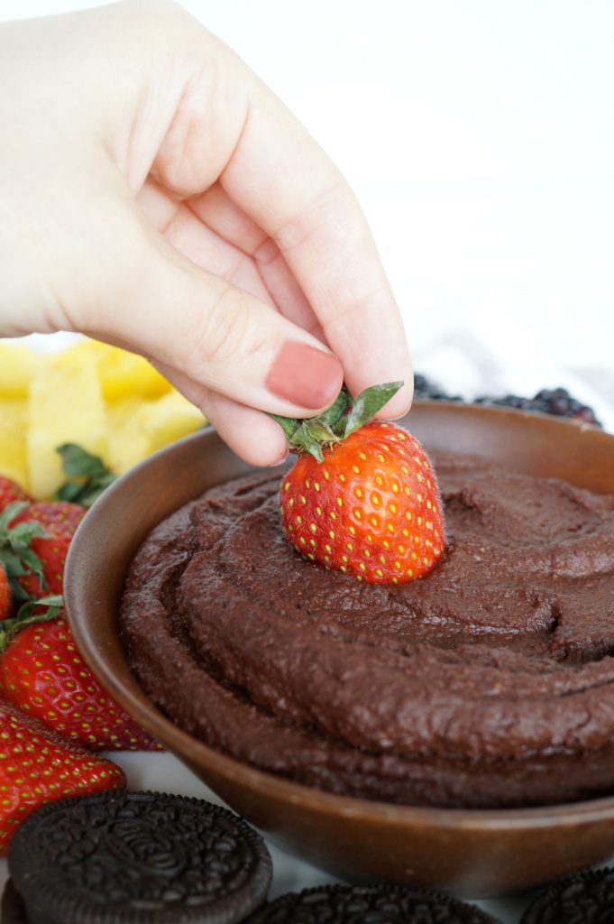 chocolate peanut butter dessert hummus The Baking Fairy