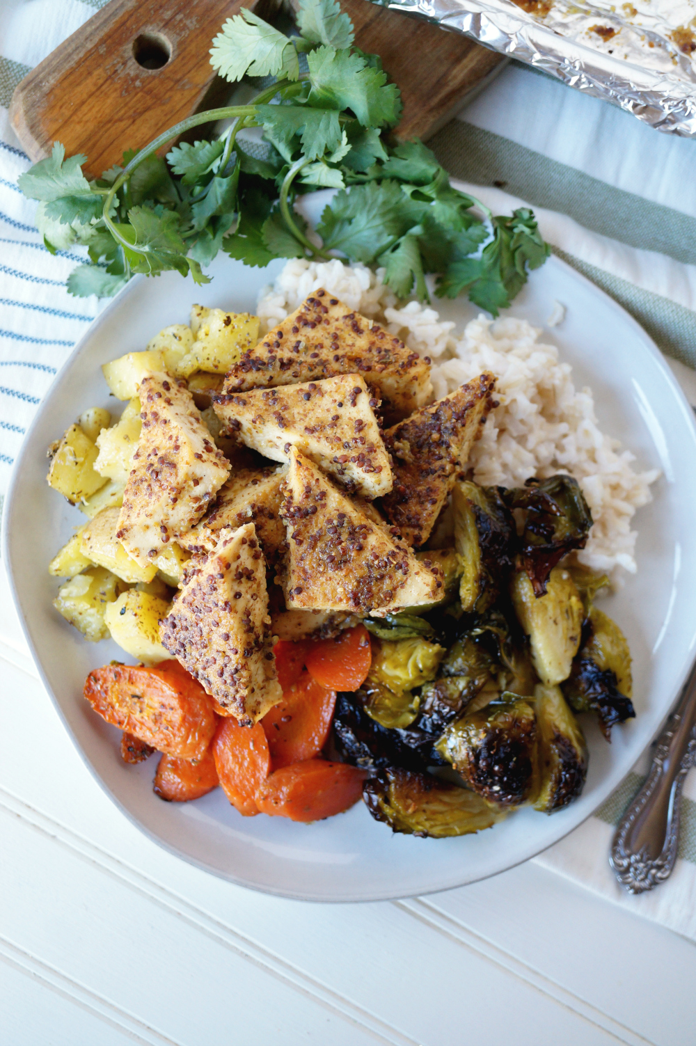 honey mustard tofu sheetpan meal | The Baking Fairy