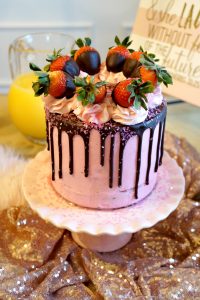 vegan chocolate covered strawberry cake & bridal shower | The Baking Fairy