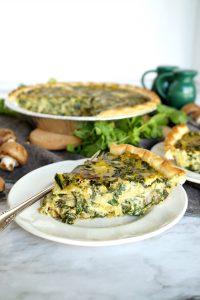 vegan spinach artichoke mushroom quiche | The Baking Fairy