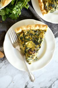 vegan spinach artichoke mushroom quiche | The Baking Fairy