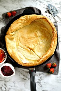 vanilla bean dutch baby with strawberry hibiscus syrup | The Baking Fairy #SpringSweetsWeek #ad