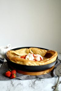 vanilla bean dutch baby with strawberry hibiscus syrup | The Baking Fairy #SpringSweetsWeek #ad