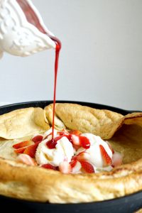 vanilla bean dutch baby with strawberry hibiscus syrup | The Baking Fairy #SpringSweetsWeek #ad