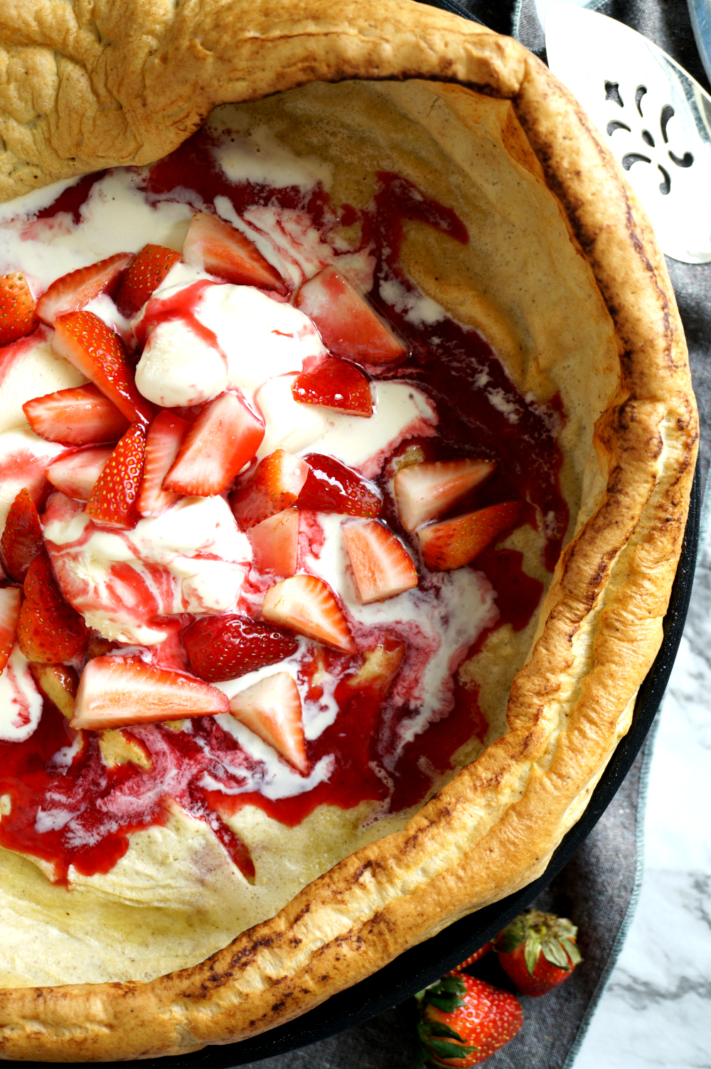 vanilla bean dutch baby with strawberry hibiscus syrup | The Baking Fairy #SpringSweetsWeek #ad