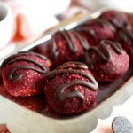 vegan raspberry dark chocolate energy bites | The Baking Fairy #ad #SpringSweetsWeek