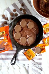 Reese's stuffed peanut butter skillet brownie | The Baking Fairy