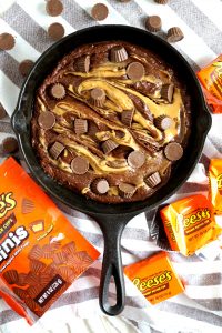 Reese's stuffed peanut butter skillet brownie | The Baking Fairy