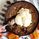 Reese's stuffed peanut butter skillet brownie | The Baking Fairy
