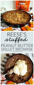 Reese's stuffed peanut butter skillet brownie | The Baking Fairy