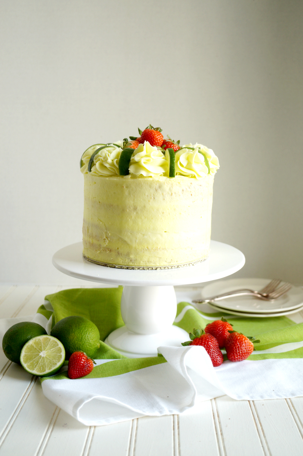 vegan strawberry lime layer cake | The Baking Fairy