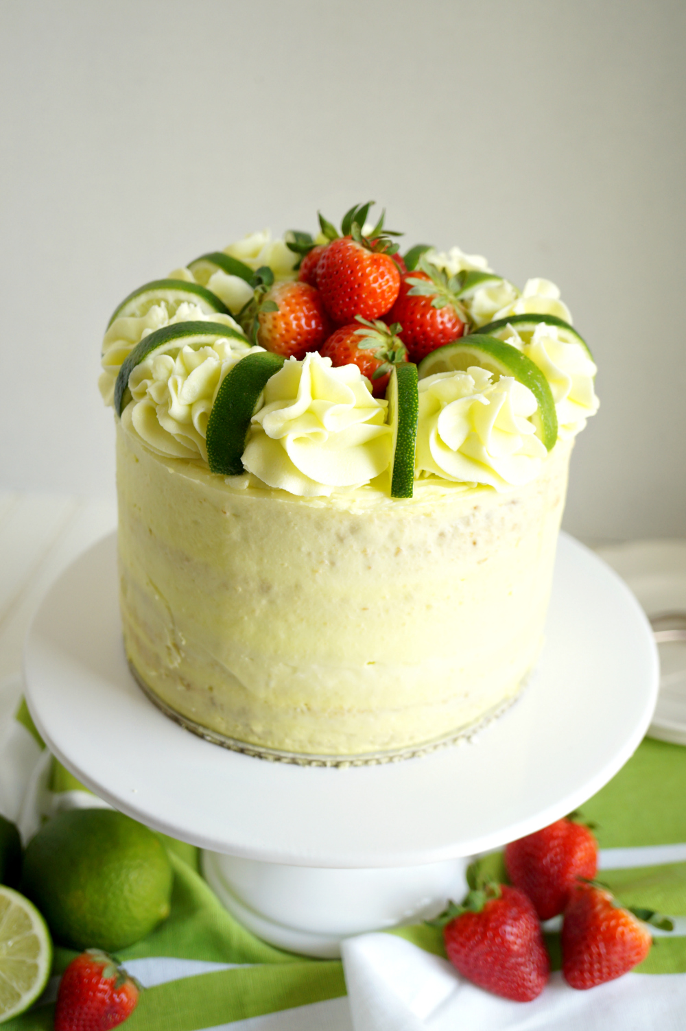 vegan strawberry lime layer cake | The Baking Fairy