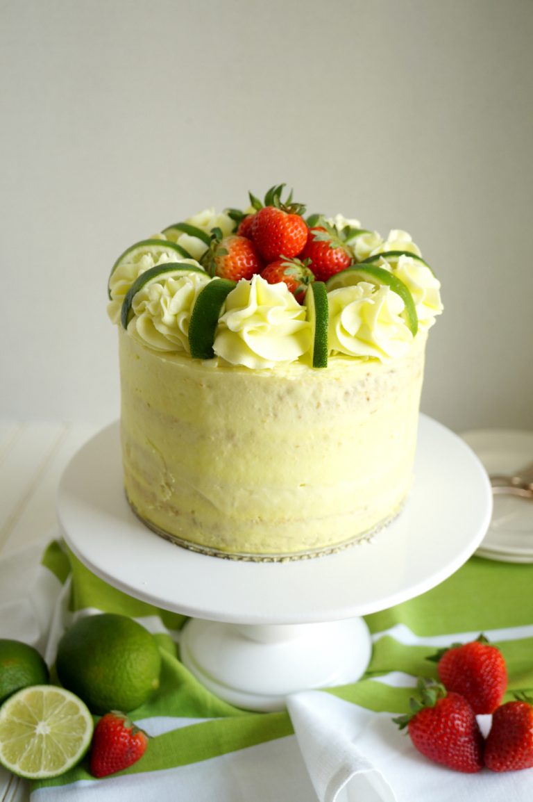 vegan strawberry lime layer cake - The Baking Fairy