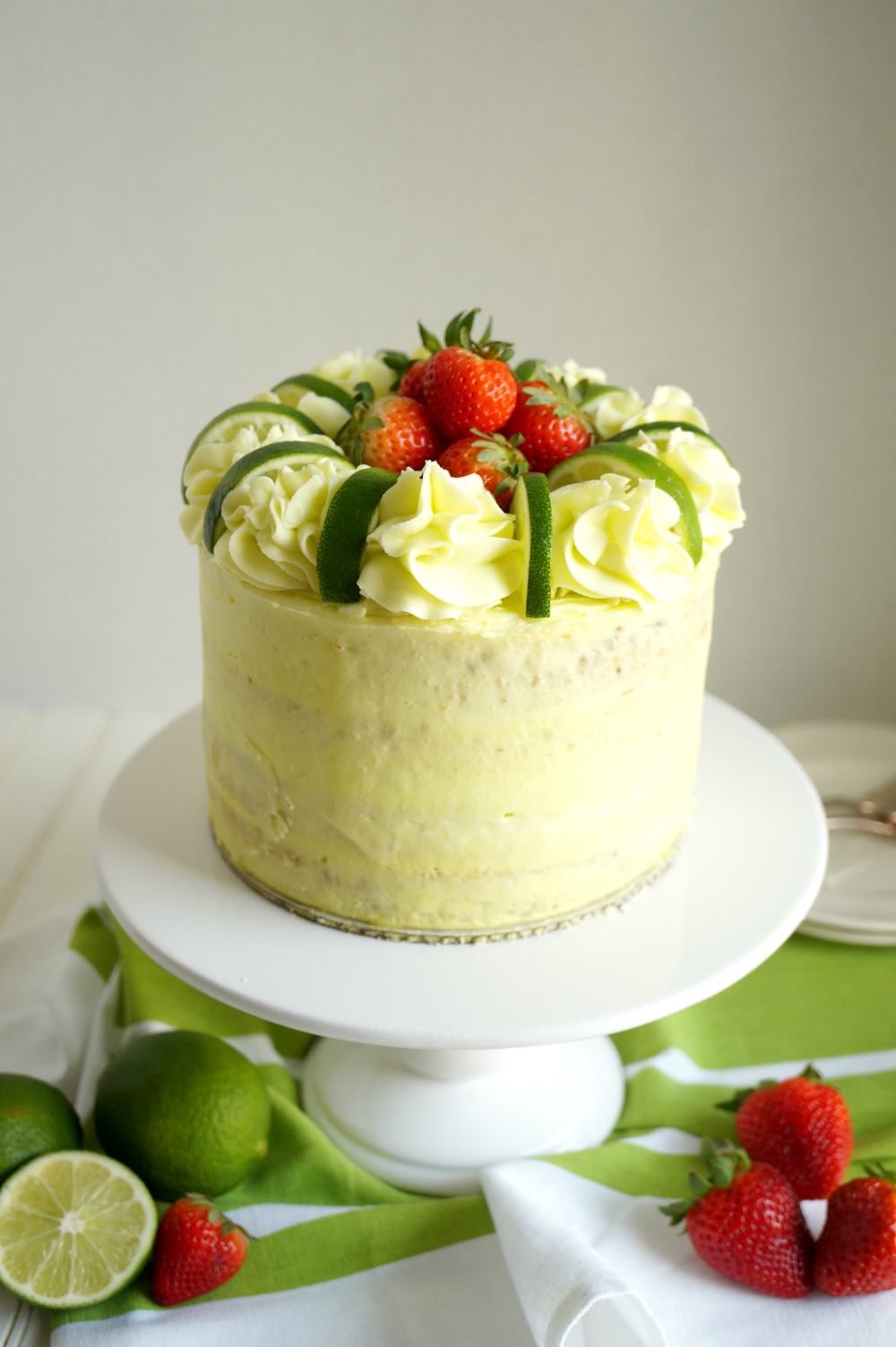 vegan strawberry lime layer cake | The Baking Fairy