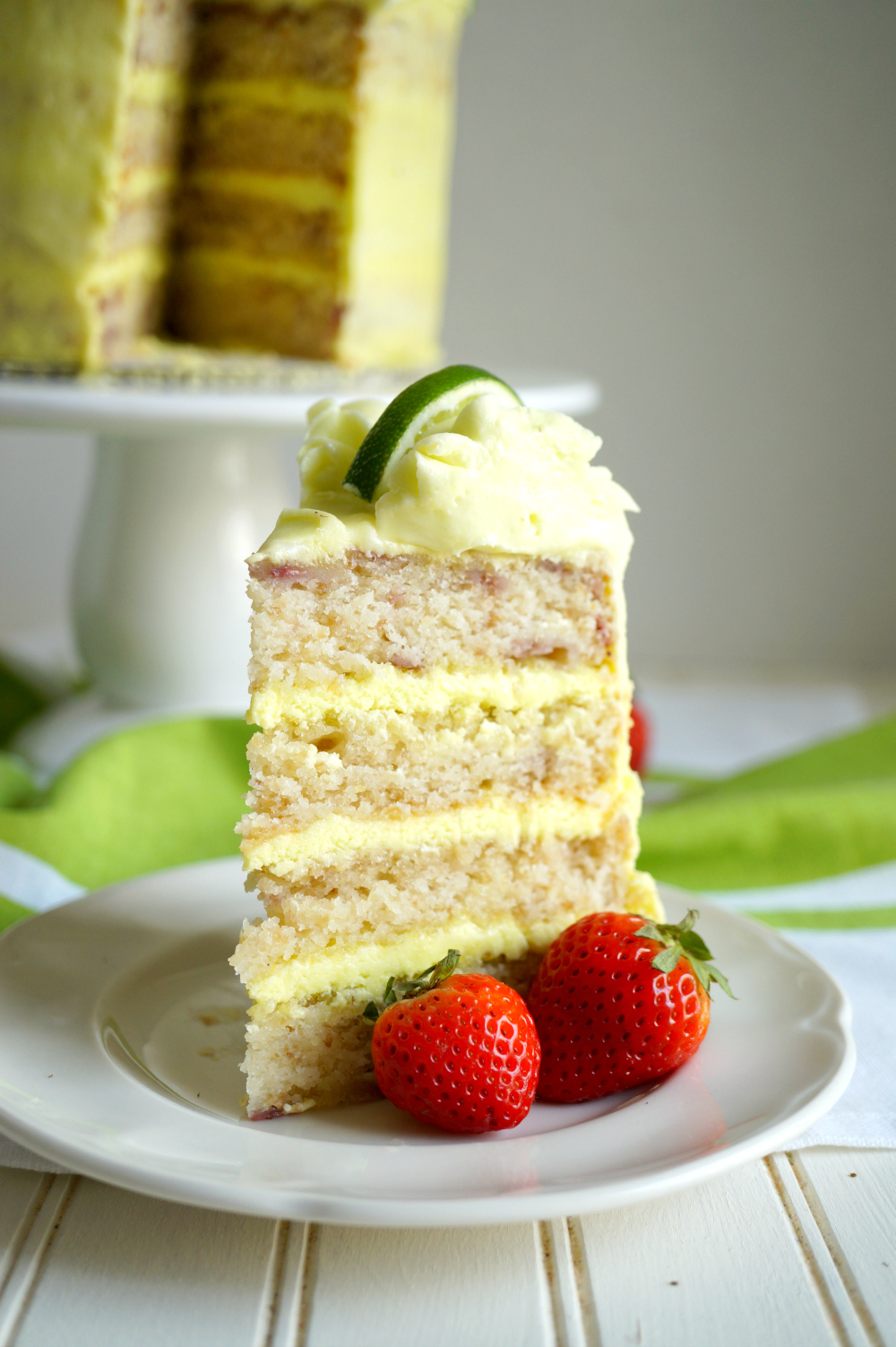 vegan strawberry lime layer cake | The Baking Fairy