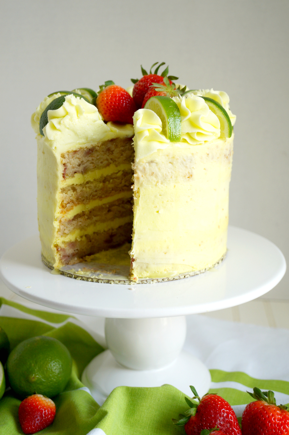 vegan strawberry lime layer cake | The Baking Fairy