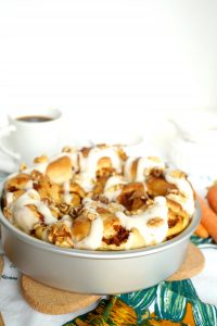 vegan carrot cake cinnamon rolls | The Baking Fairy #ad #EasterBrunchWeek