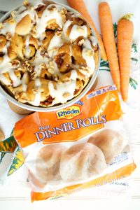 vegan carrot cake cinnamon rolls | The Baking Fairy #ad #EasterBrunchWeek