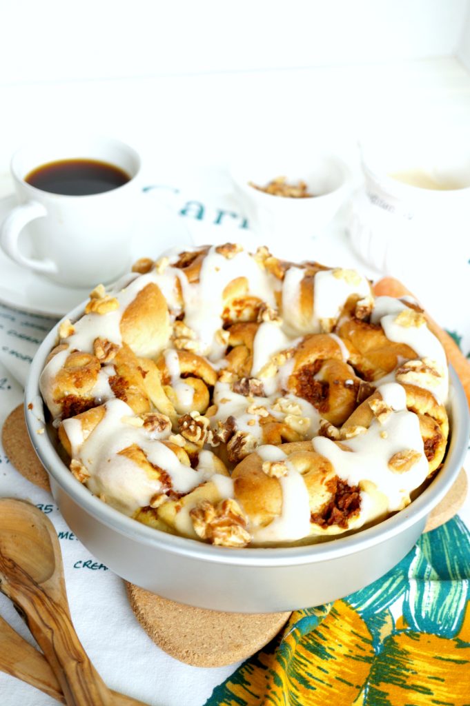 vegan carrot cake cinnamon rolls | The Baking Fairy #ad #EasterBrunchWeek