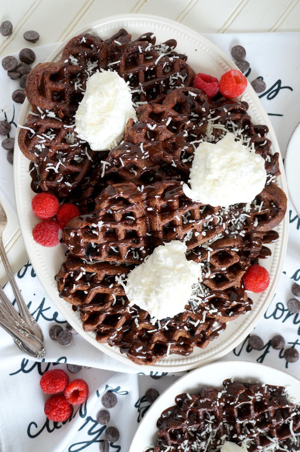 vegan chocolate coconut waffles | The Baking Fairy #ad #EasterBrunchWeek