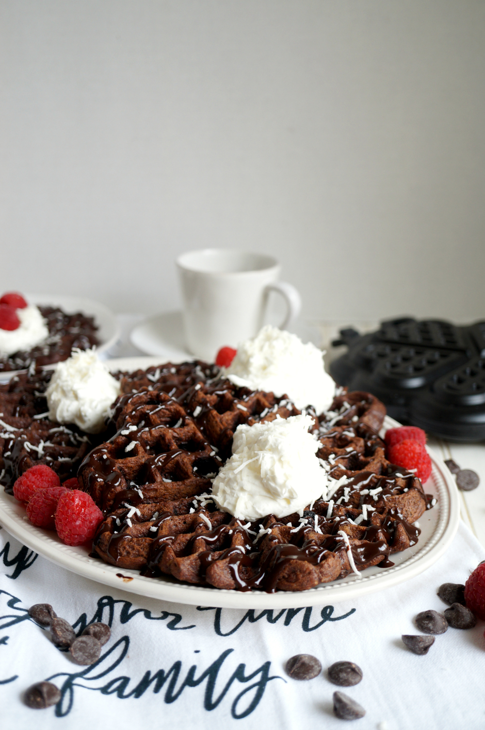 vegan chocolate coconut waffles | The Baking Fairy #ad #EasterBrunchWeek