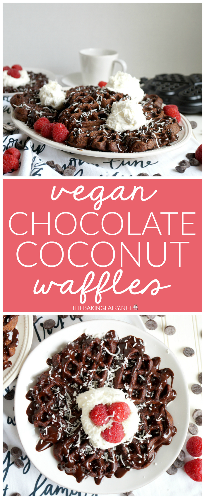 vegan chocolate coconut waffles | The Baking Fairy #ad #EasterBrunchWeek